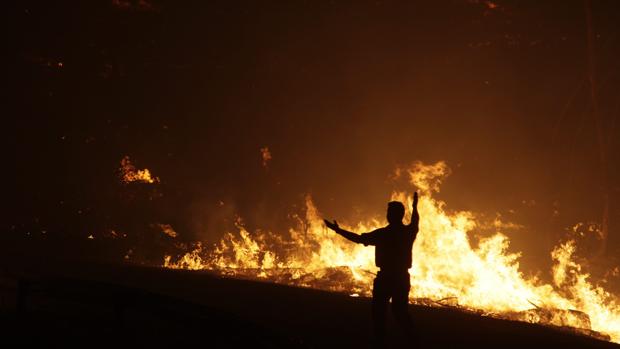 Un bombero combate un incendio forestal en Portugal