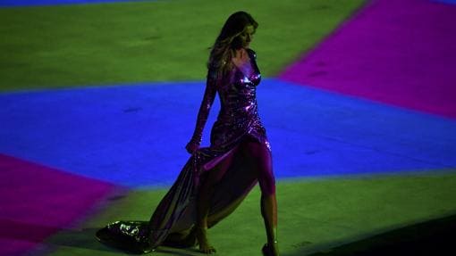 La modelo brasileña, en el desfile que hizo en el arranque de los Juegos Olímpicos de Río de Janeiro 2016