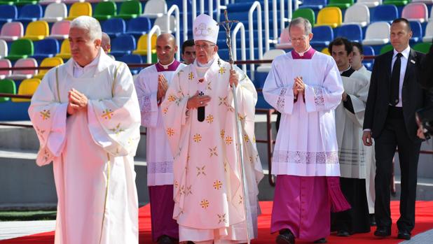 El Papa durante su visita a Georgia