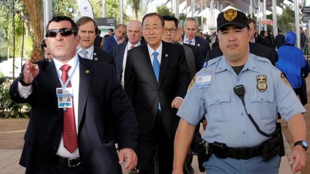Ban Ki-moon a su llegada a la Cumbre del Clima de Marrakech