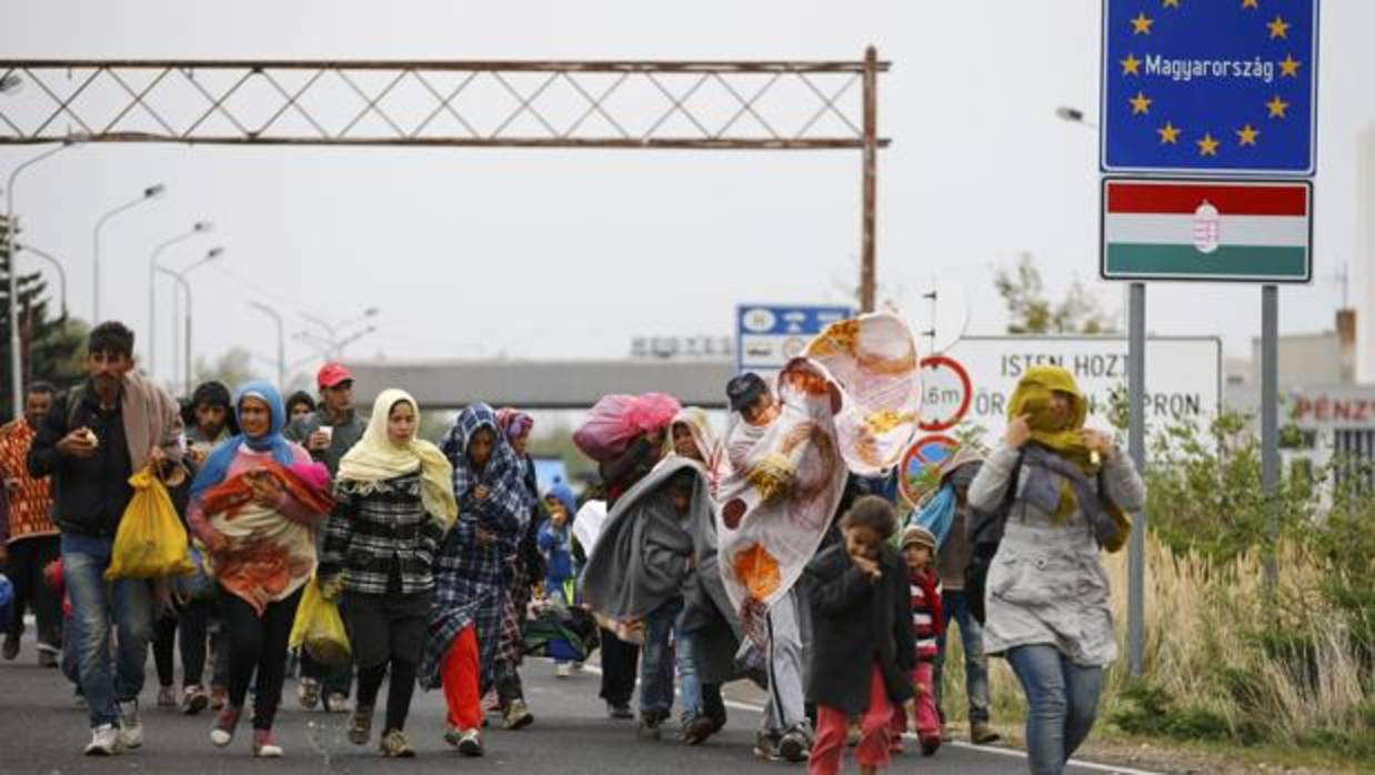Refugiados en la frontera húngara