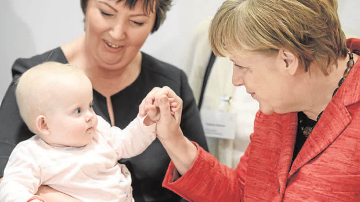 Angela Merkel durante la presentación de una campaña de natalidad en Berlin