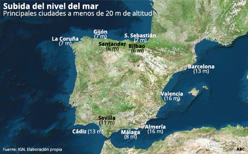 Las ciudades españolas más amenazadas por la subida nivel del mar