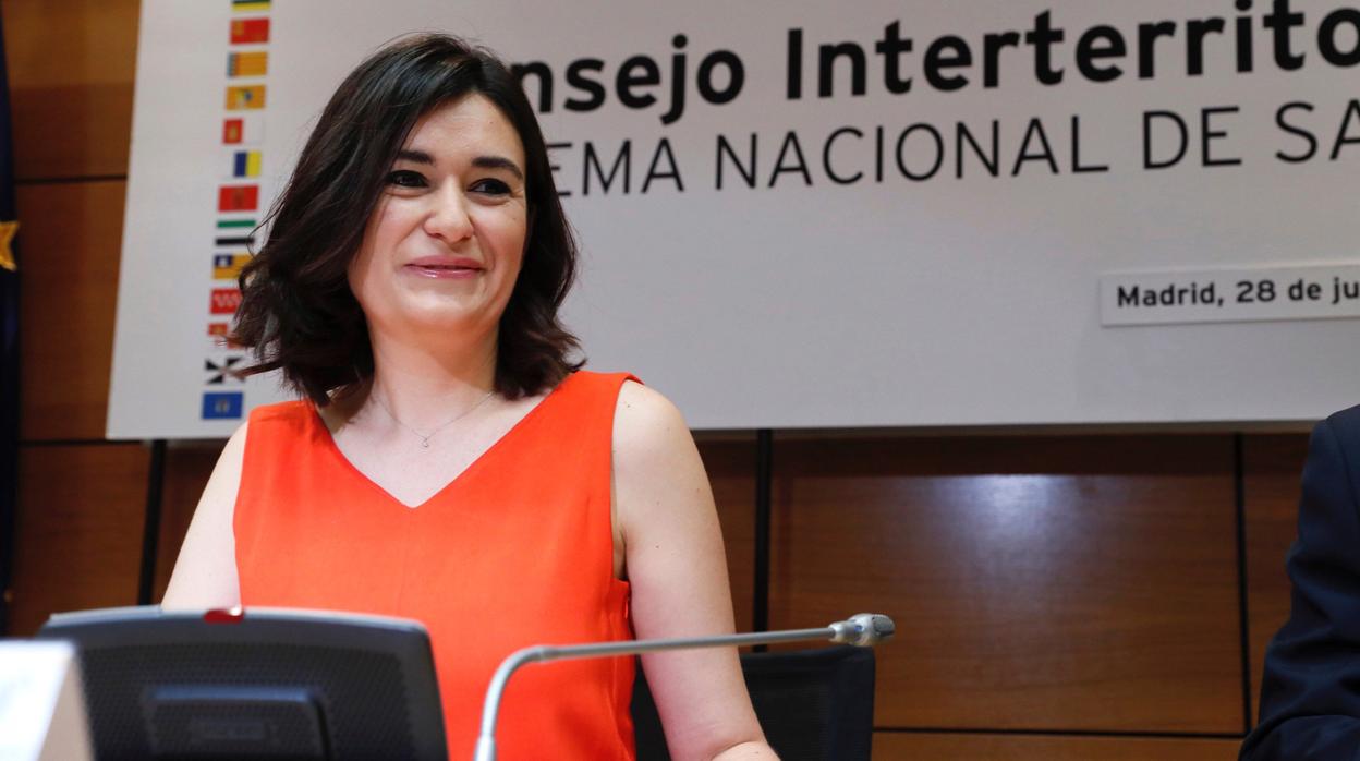 La ministra de Sanidad, Carmen Montón, ayer en la Conferencia Sectorial