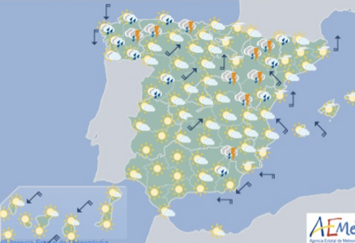 Precipitaciones de hoy, martes, a partir de las 12:00 pm