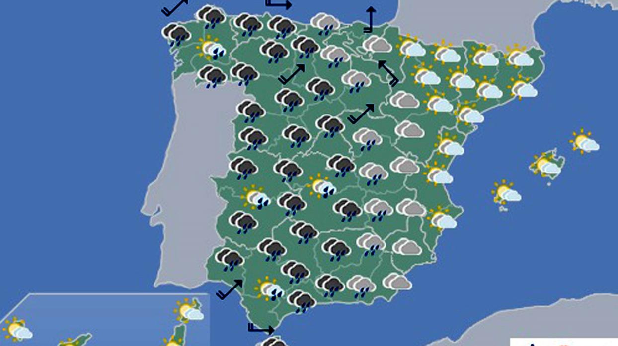 Previsión de la Aemet de 0 a 12 horas.