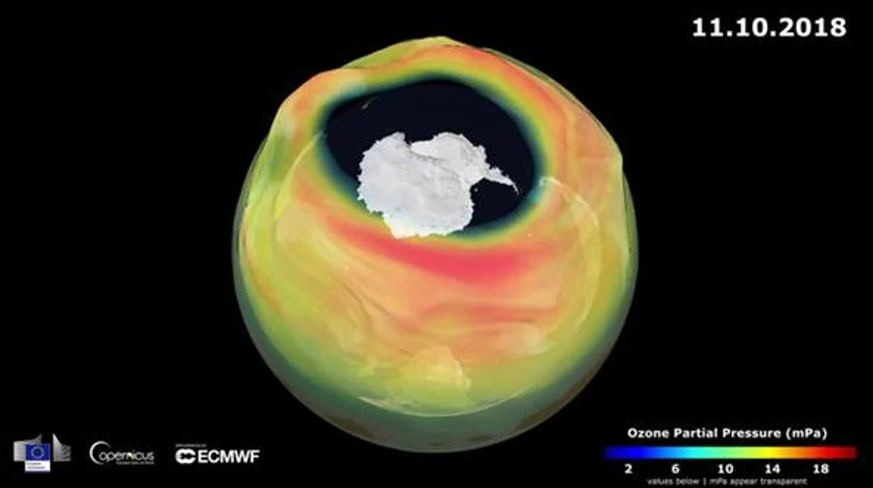 El agujero de la capa de ozono en octubre