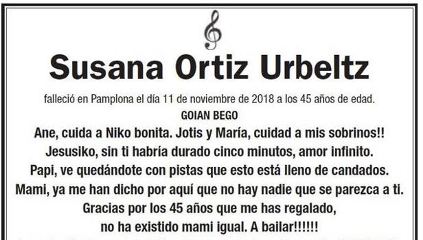 La emotiva despedida de una artista navarra en su esquela: «A bailar!!!!»