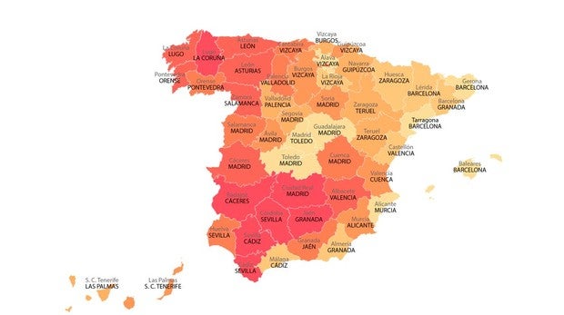 Españoles por España: lugar de origen más frecuente de la inmigración interna en cada provincia