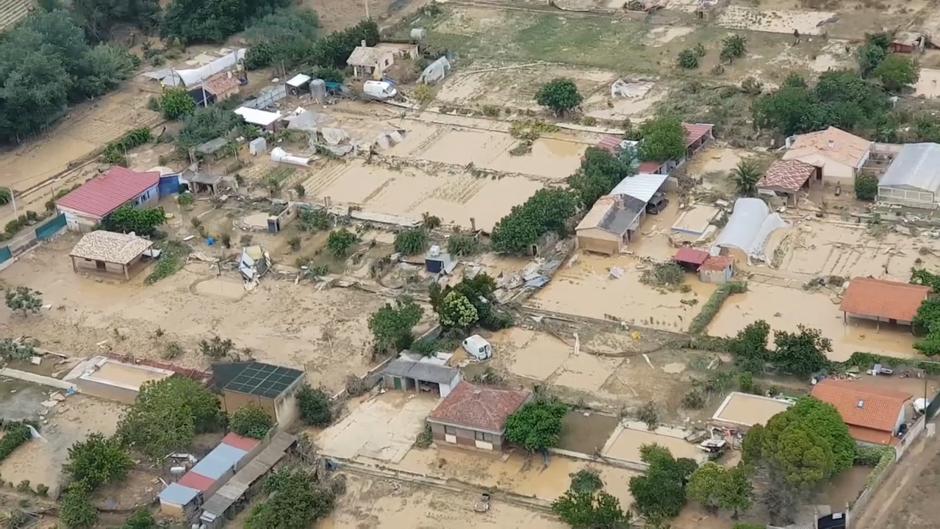 Imágenes aéreas de los daños provocados por las inundaciones de Tafalla