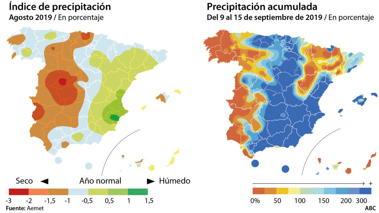 El oeste español se hunde en la sequía mientras el sureste ve lluvias inéditas