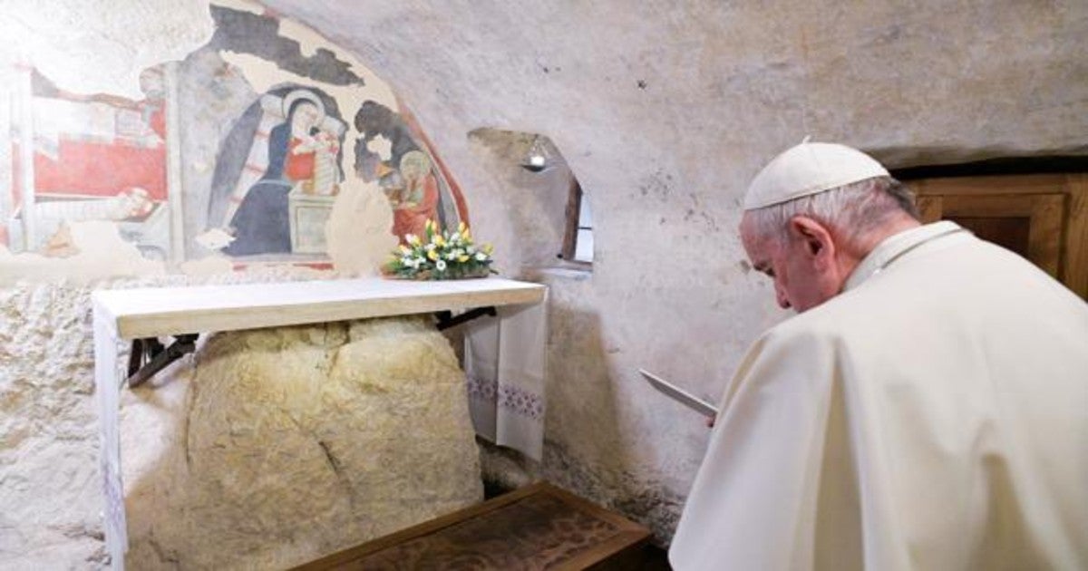 El Papa visita el nacimiento de Greccio