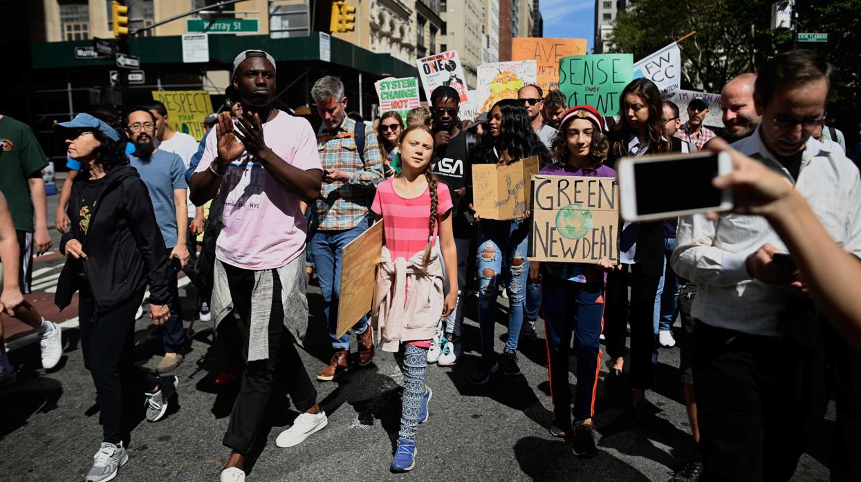 Greta Thunberg, en las protestas de Nueva York