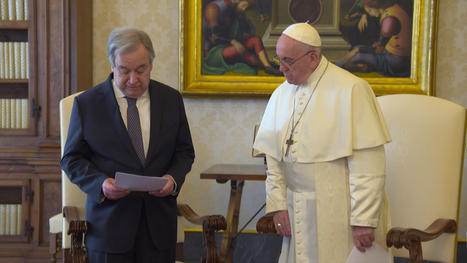 Vea el vídeo con el que el Papa y Antonio Guterres reivindican la concordia «en tiempos turbulentos»