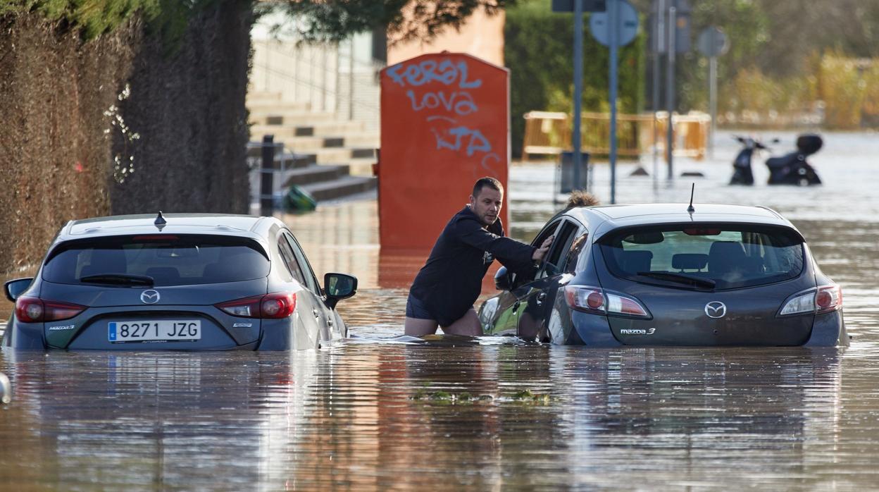 Desbordamiento del río Ter en Gerona por la borrasca Gloria