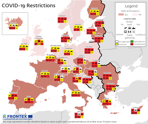 Restricciones por coronavirus por países