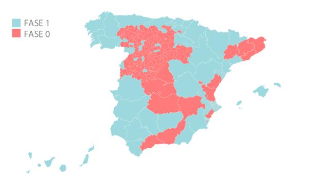 Estas son las provincias que pasan a la fase 1 de la desescalada