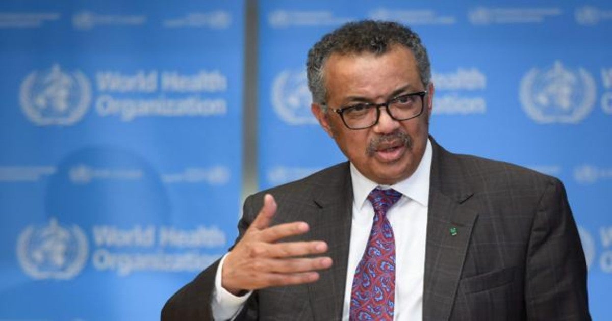 El director de la OMS, Tedros Adhanom, durante una rueda de prensa por la pandemia del coroanvirus