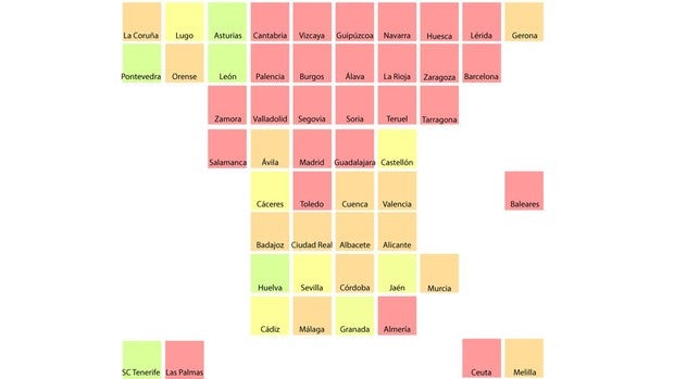 La mitad de las provincias de España, en riesgo alto de descontrol de la pandemia de coronavirus