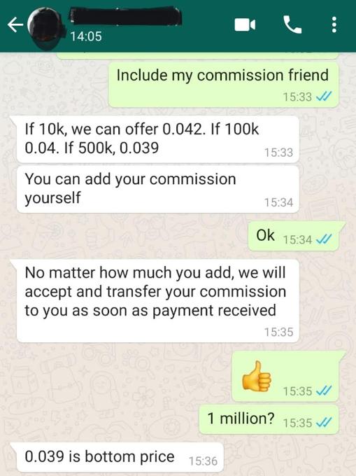 Conversación de un intermediario con una fábrica china