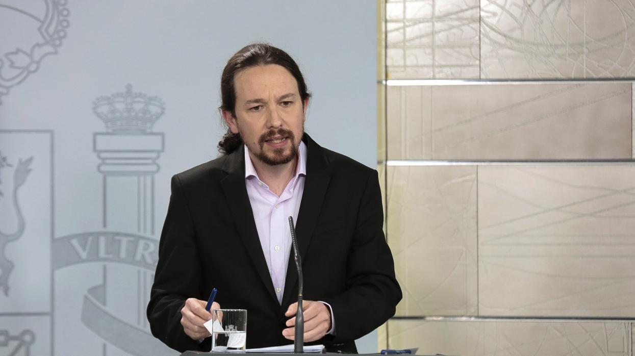 Pablo Iglesias, en una rueda de prensa el 19 marzo, cuando aseguró que era «urgente» medicalizar las residencias de ancianos