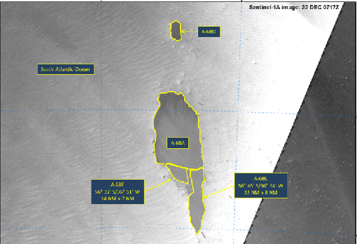 El iceberg gigante A-68A se rompe en pedazos