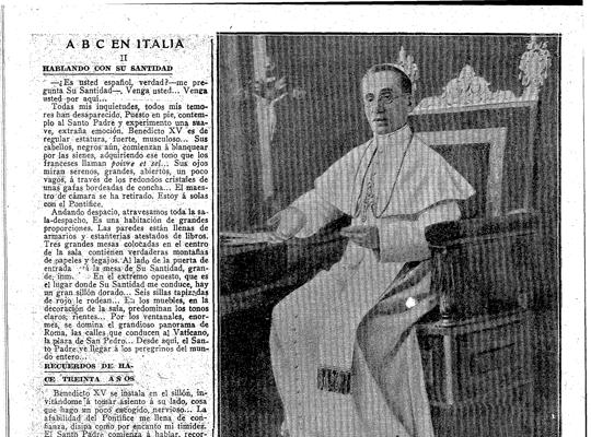 La entrevista a Benedicto XV se publicó los días 22 y 23 de junio de 1915