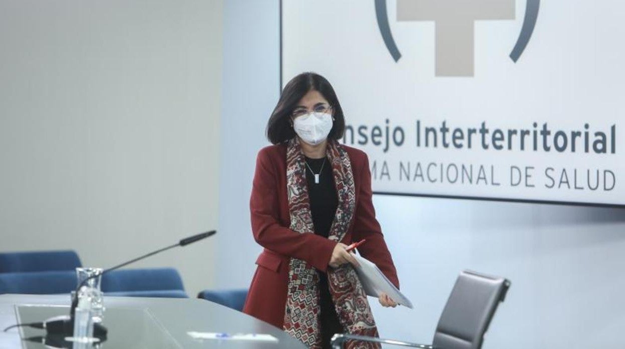 La ministra de Sanidad, Carolina Darias, tras la reunión del Consejo Interterritorial del Sistema Nacional de Salud