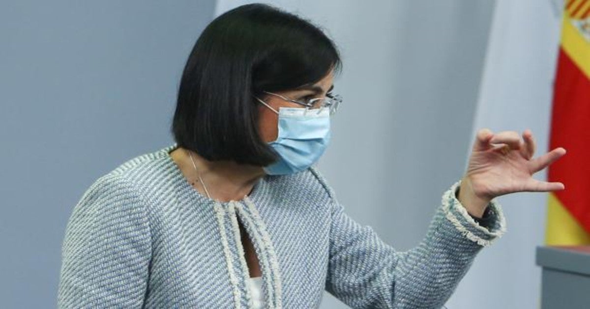 La ministra de Sanidad, Carolina Darias, en un momento de la rueda de prensa de ayer tras el Consejo Interterritorial de Salud