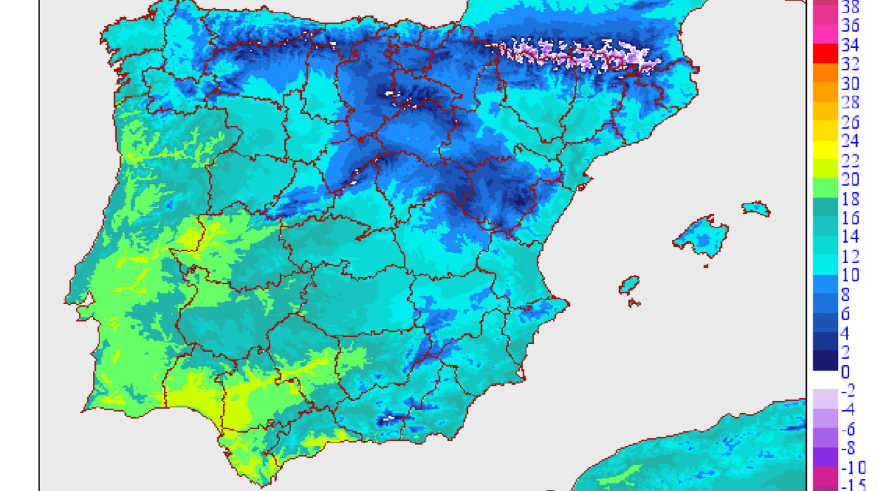 Temperaturas máximas previstas para el viernes