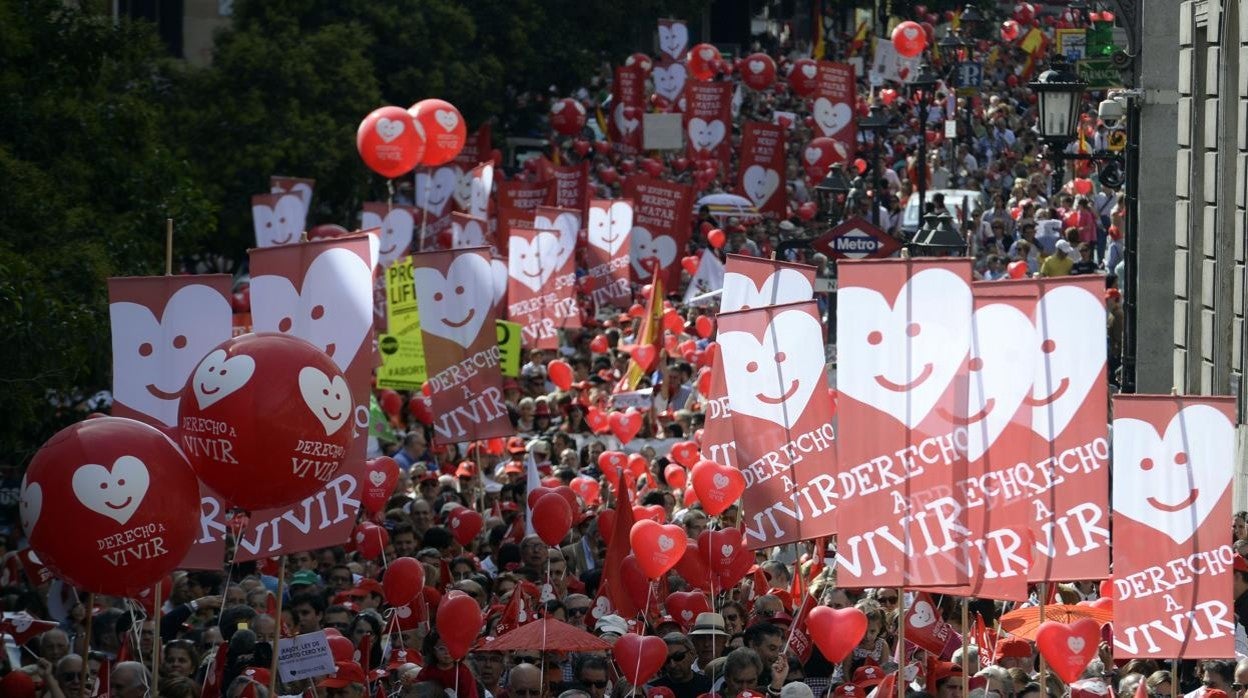 Manifestación en contra de la ley del Aborto en España