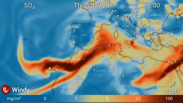 Los gases del volcán de La Palma alcanzarán la Península en las próximas horas