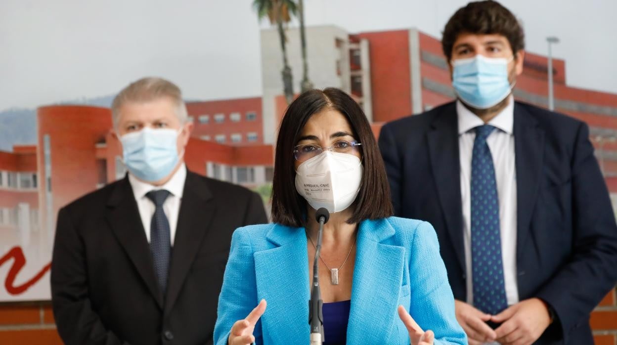 La ministra de Sanidad, Carolina Darias, durante su visita al hospital Virgen de la Arrixaca de Murcia