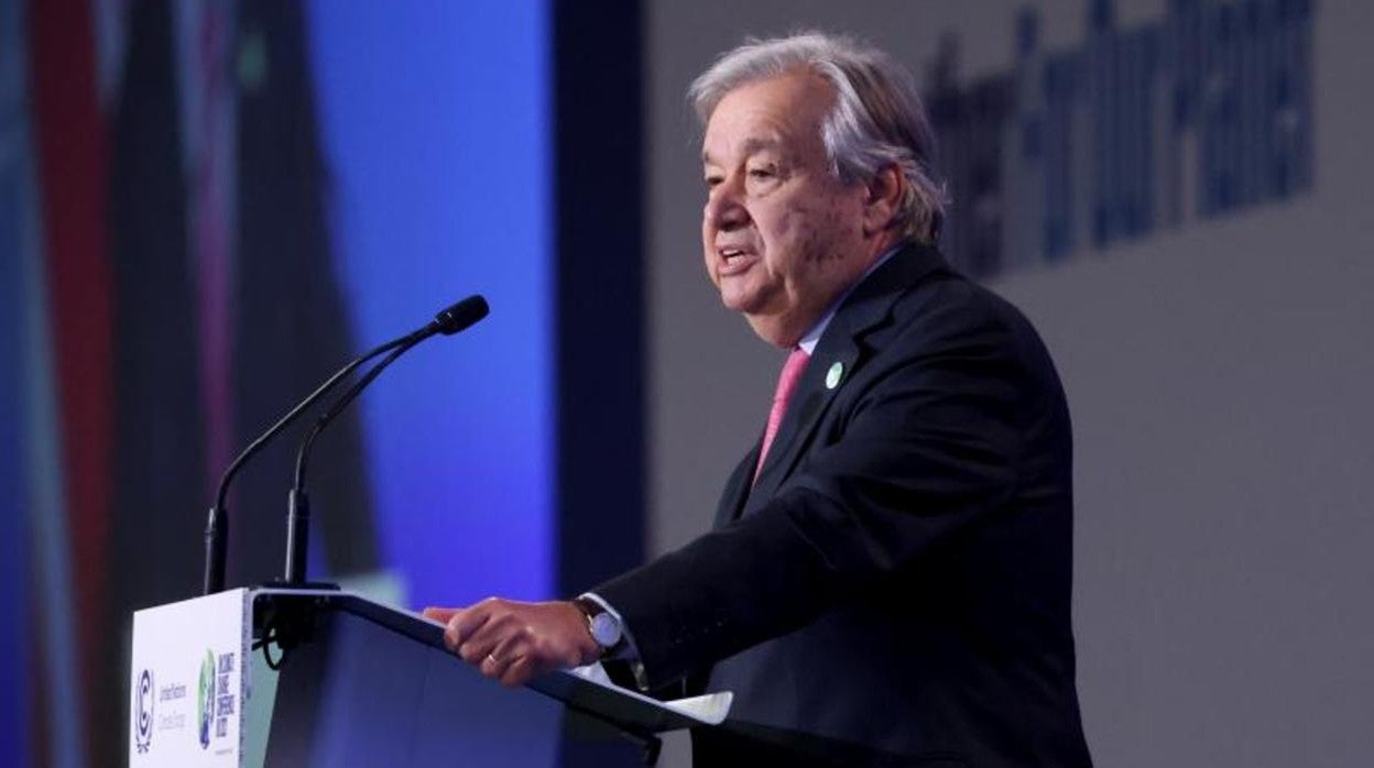 El secretario general de la ONU, António Guterres, en la ciudad escocesa de Glasgow