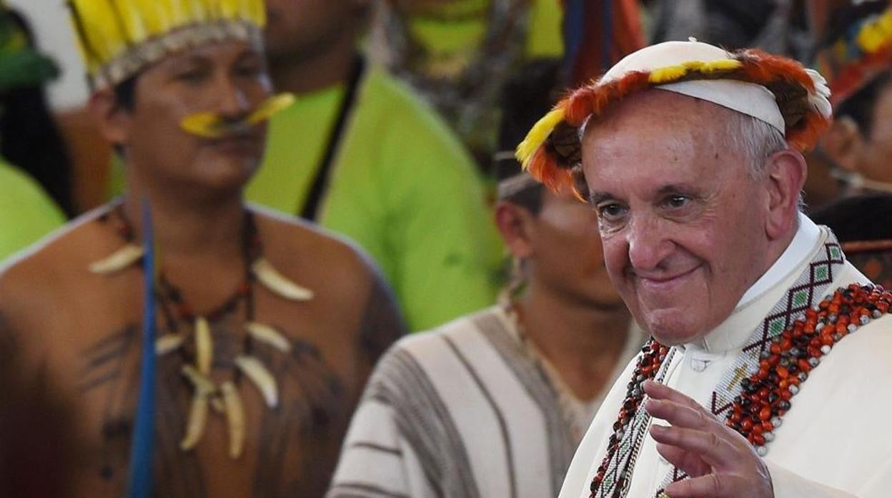 El Papa se reúne con representantes de las comunidades indígenas del Amazonas en la ciudad peruana de Puerto Maldonado en enero de 2019