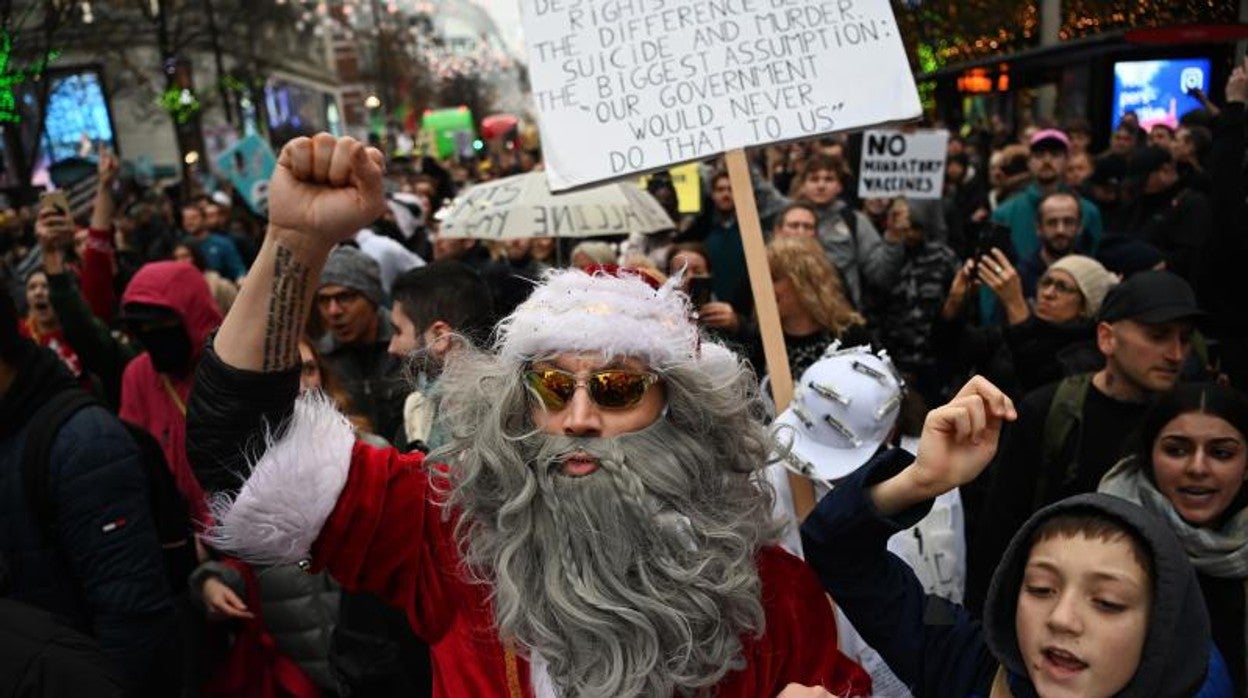 Protestas contra las restricciones en Londres el pasado sábado, 18 de diciembre