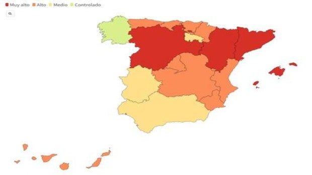 Coronavirus en España hoy: mapa del nivel de riesgo por comunidades autónomas