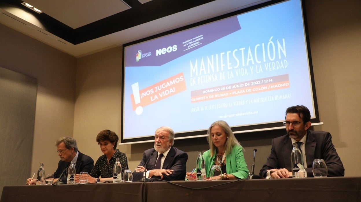 Representantes de organizaciones provida en la presentación de la manifestación del 26 de junio