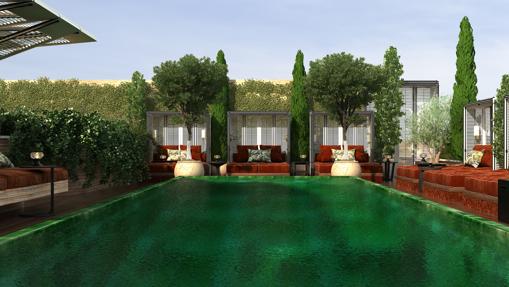 La piscina de la terraza de Belss Hotel Madrid