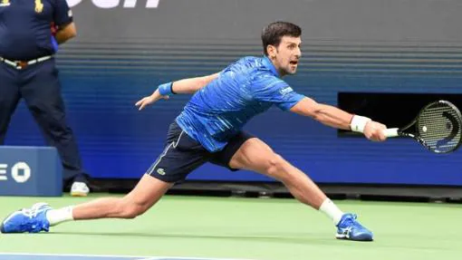 Novak Djokovic durante uno de los partidos del US OPen 2019