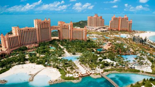 Foto aérea del complejo de Atlantis Paradisde Bahamas