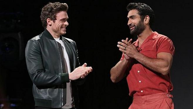 Richard Madden y Kumail Nanjiani en la presentación de Eternals