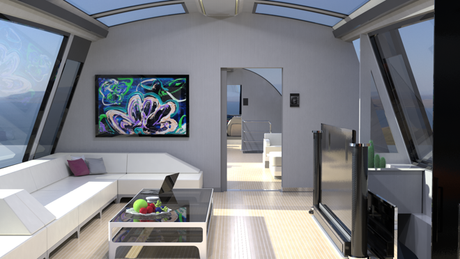 Interiores del modelo para multimillonarios Hyperyacht