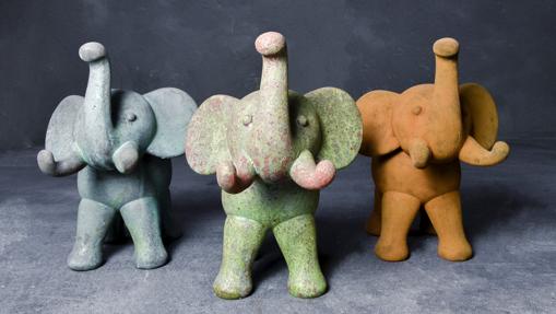 Pieza decorativa: Elefantes de la buena suerte