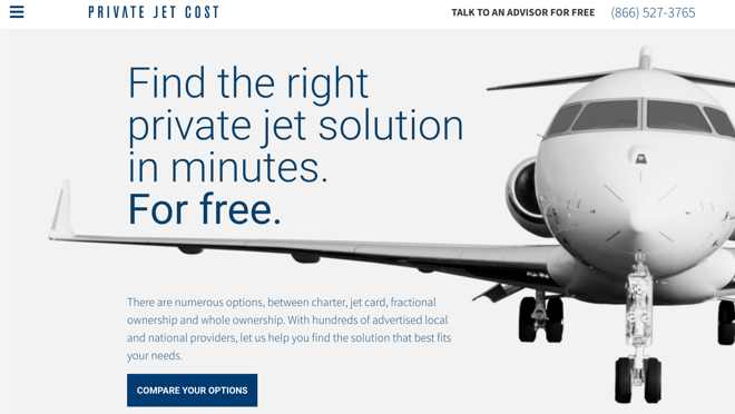 El buscador privatejetcost.com ofrece la mejor opción de avión privado para cada ocasión