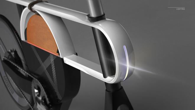 Las luces LED están totalmente integradas en la estructura de la bicicleta