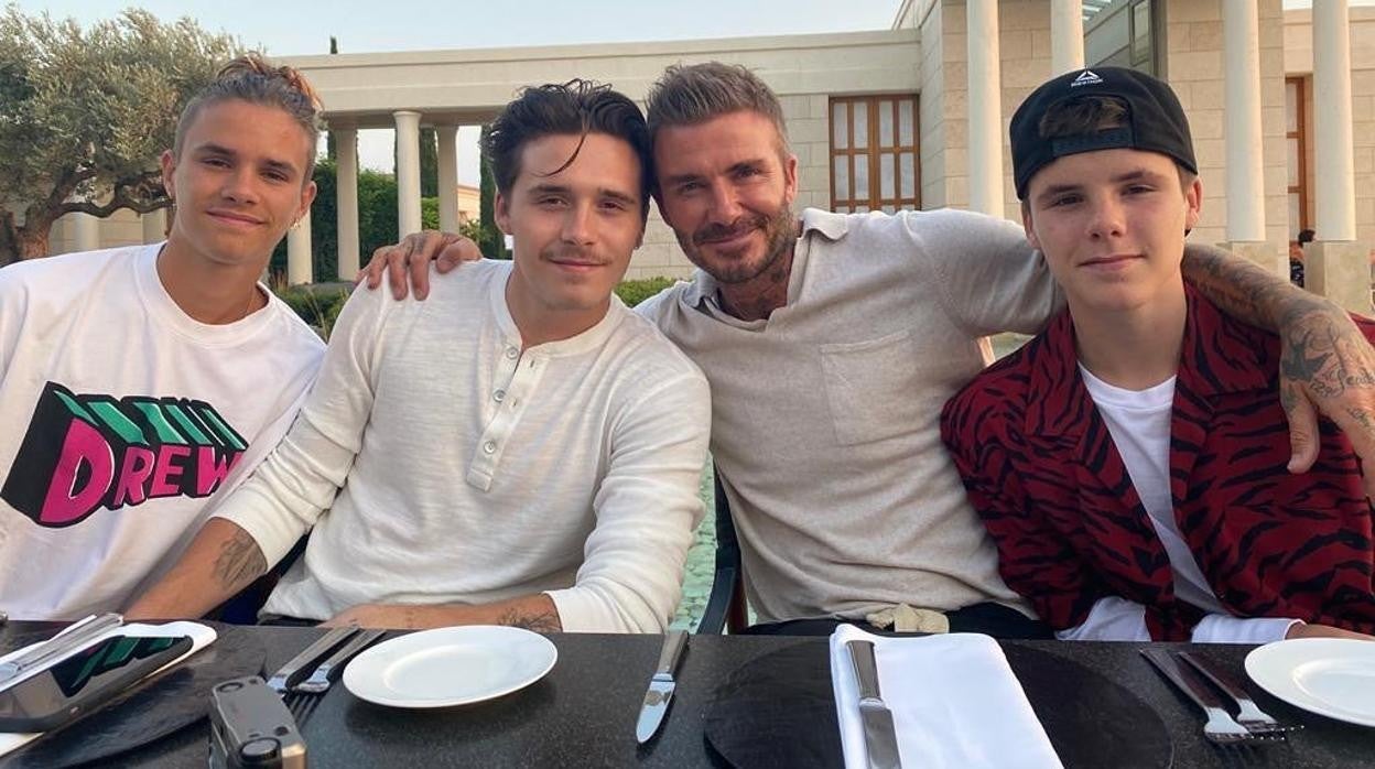De izda. a dcha.: Romeo, Brooklyn, David y Cruz Beckham