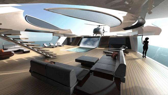 En el interior todo gira en torno a un cine IMAX