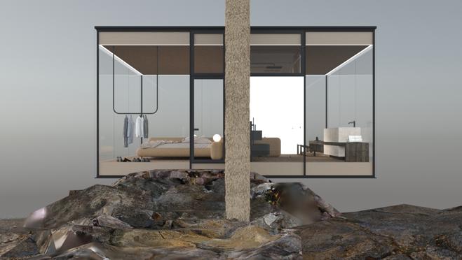 Esta mini casa tiene 48 metros cuadrados y paredes de cristal que ofrecen vistas 270 grados