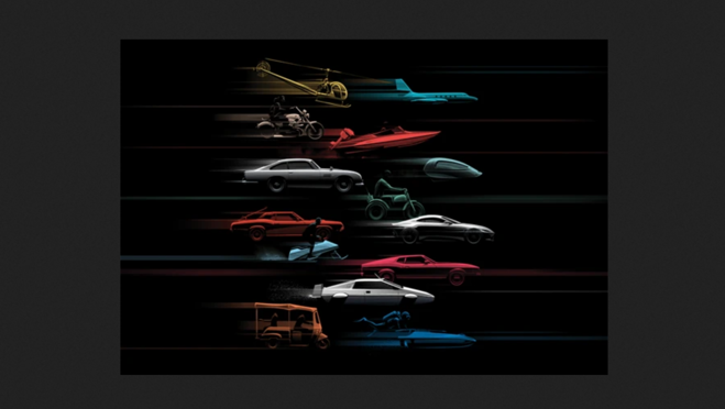 Cartel de la exposición Bond in Motion